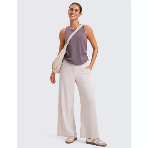 CRZ YOGA Pima Cotton Women Racerback Sleeveless Workout Tops High Neck Ruched Side Tank Top Athletic Casual Loose ShirtsPurple Gray