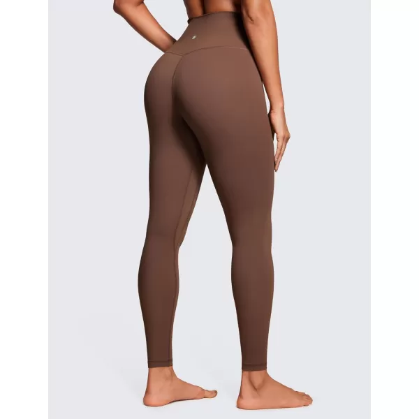 CRZ YOGA Womens Brushed Naked Feeling Workout Leggings 28quot High Waisted Gym Compression Tummy Control Yoga PantsCoffee Brown