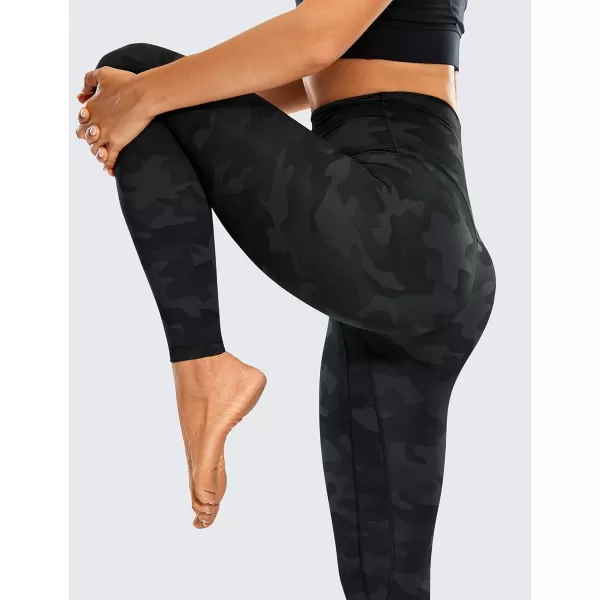 CRZ YOGA Womens Brushed Naked Feeling Workout Leggings 28quot High Waisted Gym Compression Tummy Control Yoga PantsDark Grey Camouflage