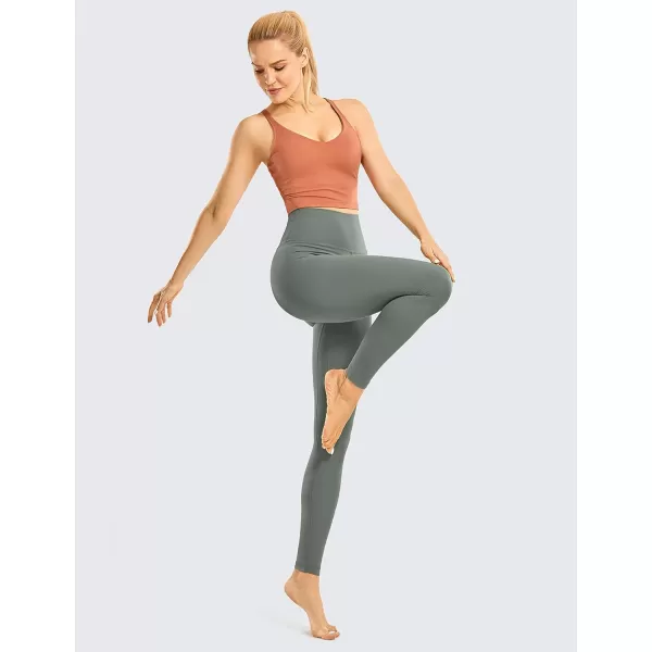 CRZ YOGA Womens Brushed Naked Feeling Workout Leggings 28quot High Waisted Gym Compression Tummy Control Yoga PantsGrey Sage