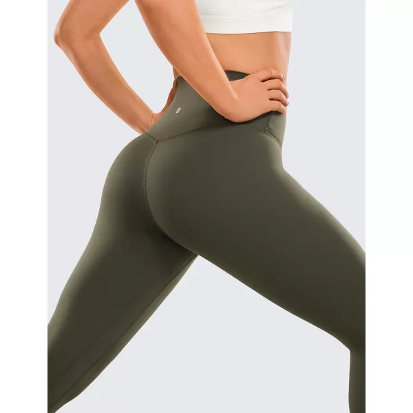 CRZ YOGA Womens Brushed Naked Feeling Workout Leggings 28quot High Waisted Gym Compression Tummy Control Yoga PantsOlive Green