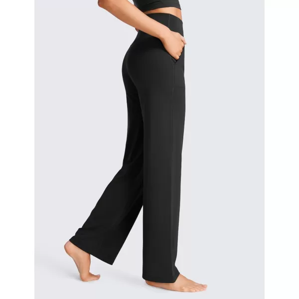 CRZ YOGA Womens Butterluxe High Waist Wide Leg Pants with Pockets 31quot  Buttery Soft Comfy Casual Yoga Lounge PantsBlack