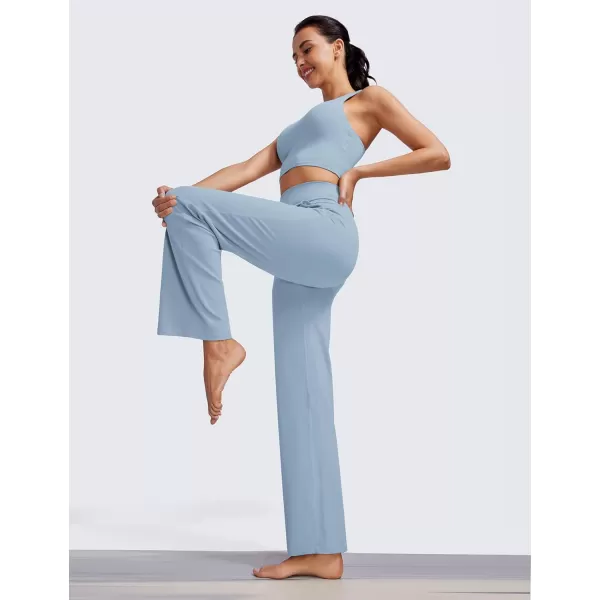 CRZ YOGA Womens Butterluxe High Waist Wide Leg Pants with Pockets 31quot  Buttery Soft Comfy Casual Yoga Lounge PantsCambric Blue