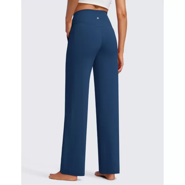 CRZ YOGA Womens Butterluxe High Waist Wide Leg Pants with Pockets 31quot  Buttery Soft Comfy Casual Yoga Lounge PantsFrench Navy