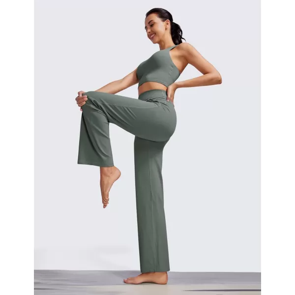CRZ YOGA Womens Butterluxe High Waist Wide Leg Pants with Pockets 31quot  Buttery Soft Comfy Casual Yoga Lounge PantsGrey Sage