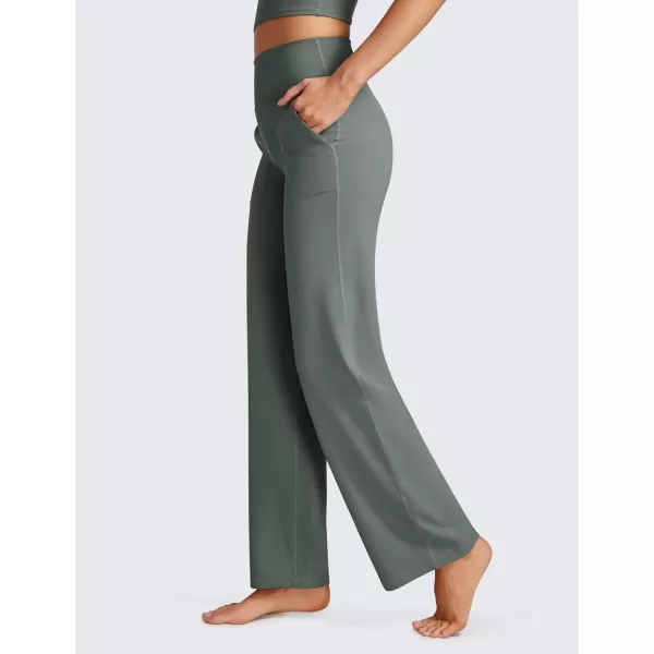 CRZ YOGA Womens Butterluxe High Waist Wide Leg Pants with Pockets 31quot  Buttery Soft Comfy Casual Yoga Lounge PantsGrey Sage