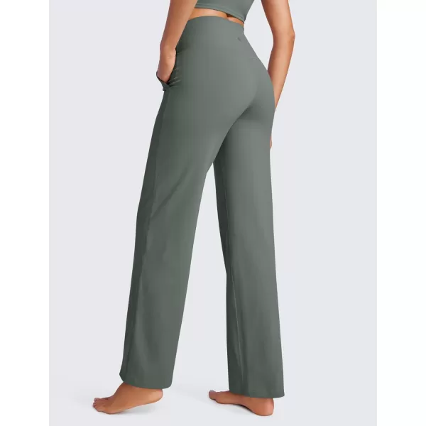 CRZ YOGA Womens Butterluxe High Waist Wide Leg Pants with Pockets 31quot  Buttery Soft Comfy Casual Yoga Lounge PantsGrey Sage