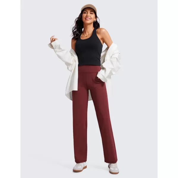 CRZ YOGA Womens Butterluxe High Waist Wide Leg Pants with Pockets 31quot  Buttery Soft Comfy Casual Yoga Lounge PantsNoctilucence Red