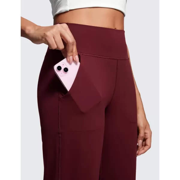 CRZ YOGA Womens Butterluxe High Waist Wide Leg Pants with Pockets 31quot  Buttery Soft Comfy Casual Yoga Lounge PantsRed Merlot
