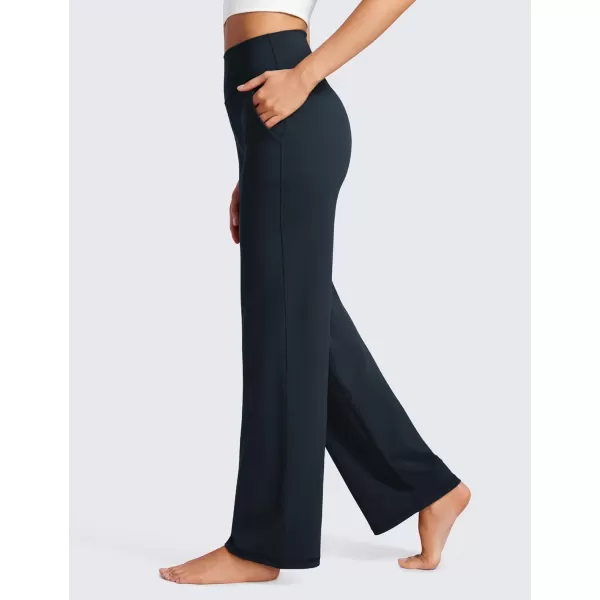 CRZ YOGA Womens Butterluxe High Waist Wide Leg Pants with Pockets 31quot  Buttery Soft Comfy Casual Yoga Lounge PantsTrue Navy