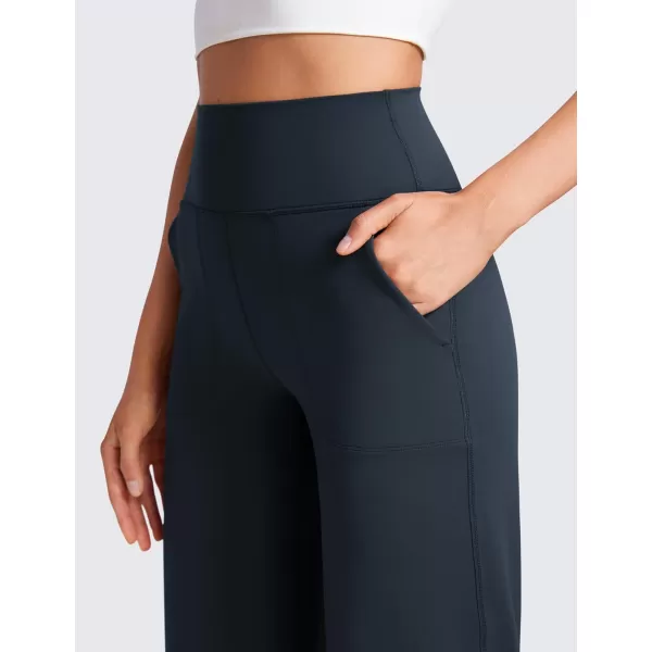 CRZ YOGA Womens Butterluxe High Waist Wide Leg Pants with Pockets 31quot  Buttery Soft Comfy Casual Yoga Lounge PantsTrue Navy