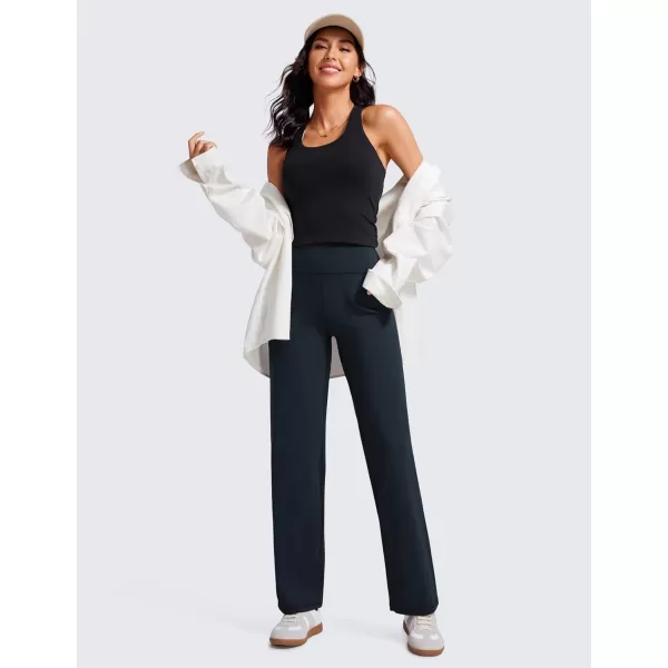 CRZ YOGA Womens Butterluxe High Waist Wide Leg Pants with Pockets 31quot  Buttery Soft Comfy Casual Yoga Lounge PantsTrue Navy