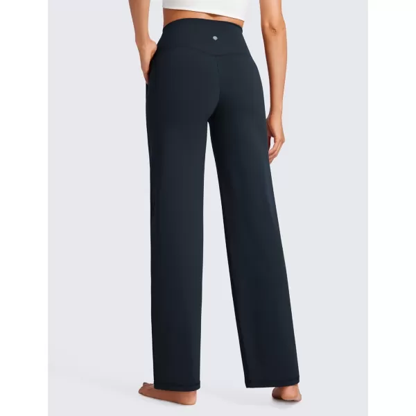 CRZ YOGA Womens Butterluxe High Waist Wide Leg Pants with Pockets 31quot  Buttery Soft Comfy Casual Yoga Lounge PantsTrue Navy