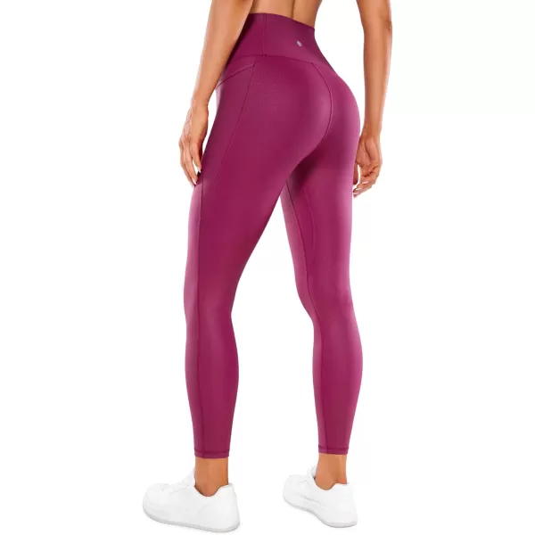 CRZ YOGA Womens Butterluxe Matte Faux Leather Leggings 25quot  High Waisted Buttery Soft Lounge Pockets LeggingsMagenta Purple Classic Pattern