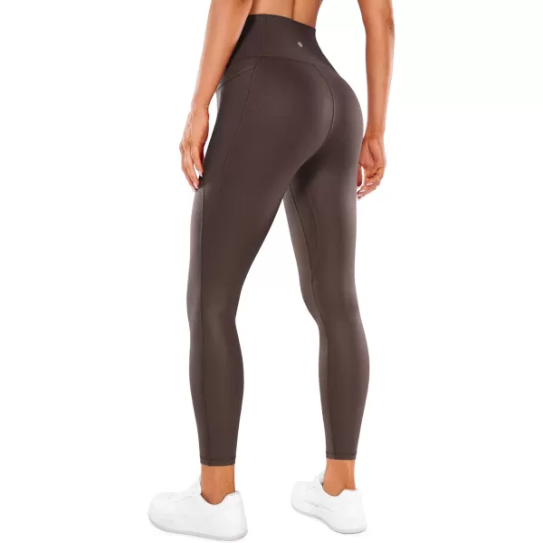 CRZ YOGA Womens Butterluxe Matte Faux Leather Leggings 25quot  High Waisted Buttery Soft Lounge Pockets LeggingsTaupe Classic Pattern
