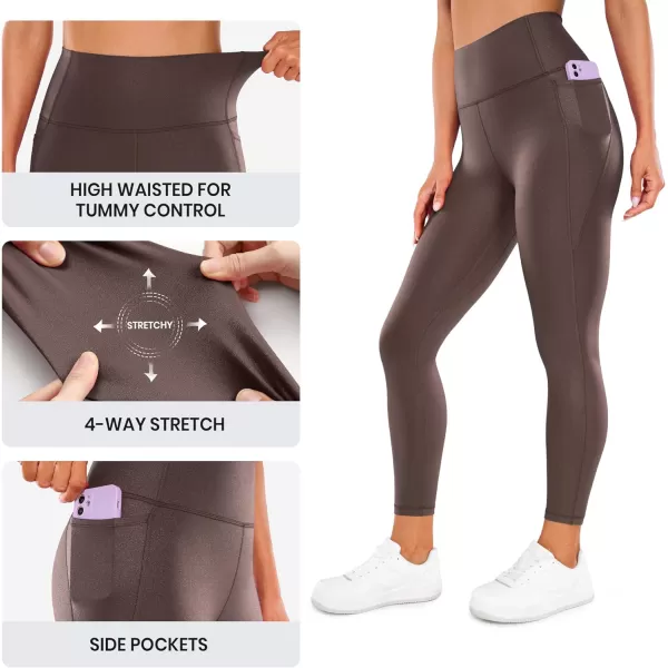 CRZ YOGA Womens Butterluxe Matte Faux Leather Leggings 25quot  High Waisted Buttery Soft Lounge Pockets LeggingsTaupe Classic Pattern
