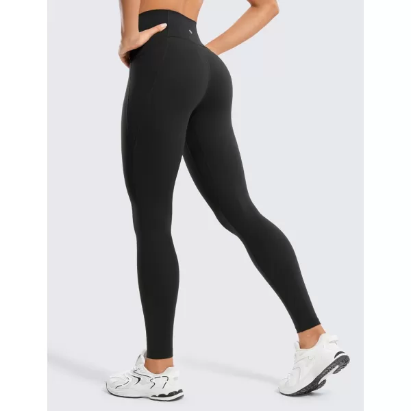 CRZ YOGA Womens Butterluxe Workout Leggings 28 Inches  High Waisted Gym Yoga Pants with Pockets Running Buttery SoftBlack
