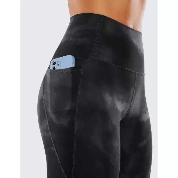 CRZ YOGA Womens Butterluxe Workout Leggings 28 Inches  High Waisted Gym Yoga Pants with Pockets Running Buttery SoftBlack Tie Dye Flowers