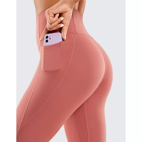 CRZ YOGA Womens Butterluxe Workout Leggings 28 Inches  High Waisted Gym Yoga Pants with Pockets Running Buttery SoftBriar Rose