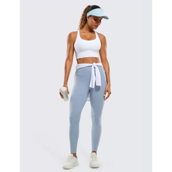 CRZ YOGA Womens Butterluxe Workout Leggings 28 Inches  High Waisted Gym Yoga Pants with Pockets Running Buttery SoftCambric Blue