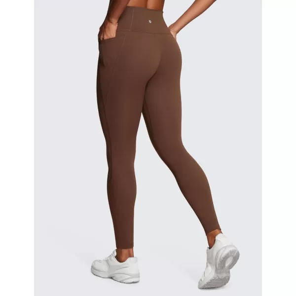 CRZ YOGA Womens Butterluxe Workout Leggings 28 Inches  High Waisted Gym Yoga Pants with Pockets Running Buttery SoftCoffee Brown