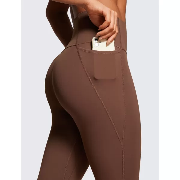 CRZ YOGA Womens Butterluxe Workout Leggings 28 Inches  High Waisted Gym Yoga Pants with Pockets Running Buttery SoftCoffee Brown