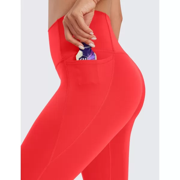 CRZ YOGA Womens Butterluxe Workout Leggings 28 Inches  High Waisted Gym Yoga Pants with Pockets Running Buttery SoftDeep Red