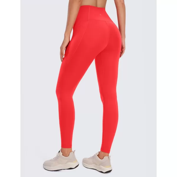 CRZ YOGA Womens Butterluxe Workout Leggings 28 Inches  High Waisted Gym Yoga Pants with Pockets Running Buttery SoftDeep Red