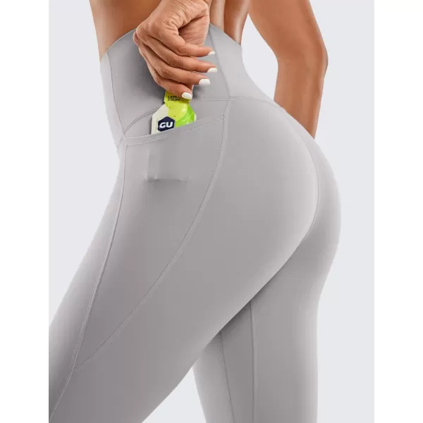 CRZ YOGA Womens Butterluxe Workout Leggings 28 Inches  High Waisted Gym Yoga Pants with Pockets Running Buttery SoftGull Gray