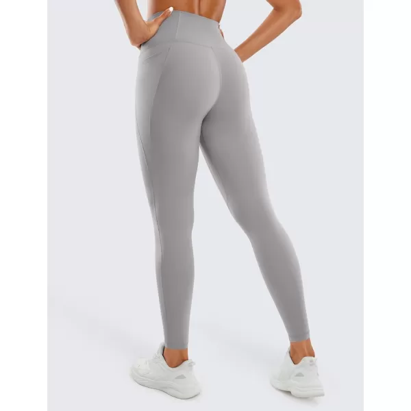 CRZ YOGA Womens Butterluxe Workout Leggings 28 Inches  High Waisted Gym Yoga Pants with Pockets Running Buttery SoftGull Gray