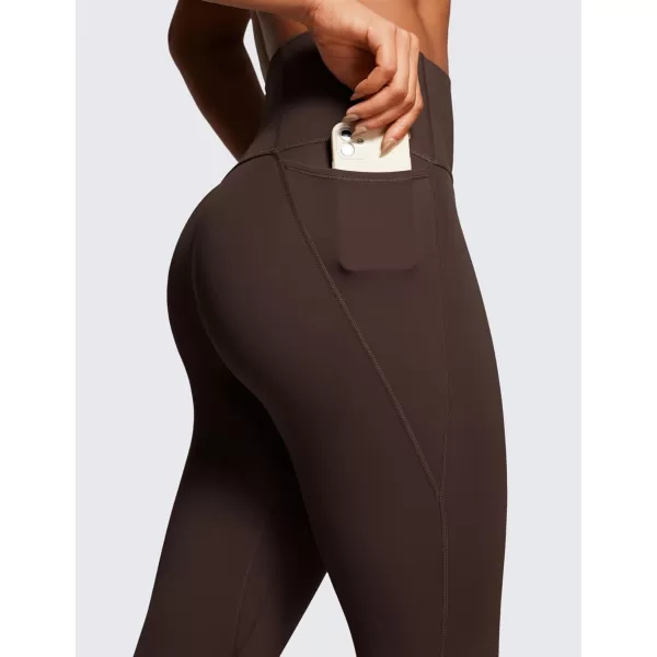 CRZ YOGA Womens Butterluxe Workout Leggings 28 Inches  High Waisted Gym Yoga Pants with Pockets Running Buttery SoftHot Fudge Brown