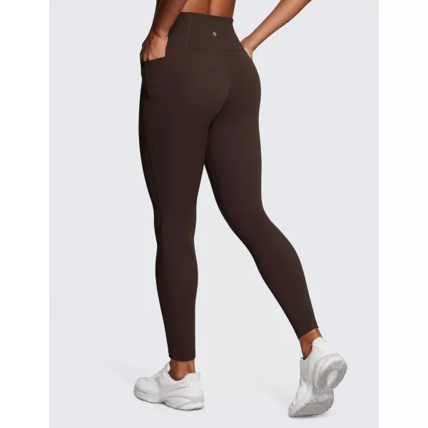 CRZ YOGA Womens Butterluxe Workout Leggings 28 Inches  High Waisted Gym Yoga Pants with Pockets Running Buttery SoftHot Fudge Brown