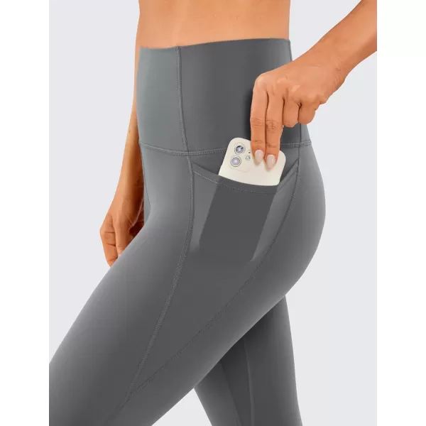CRZ YOGA Womens Butterluxe Workout Leggings 28 Inches  High Waisted Gym Yoga Pants with Pockets Running Buttery SoftLava Smoke Grey