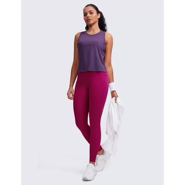 CRZ YOGA Womens Butterluxe Workout Leggings 28 Inches  High Waisted Gym Yoga Pants with Pockets Running Buttery SoftMagenta Purple