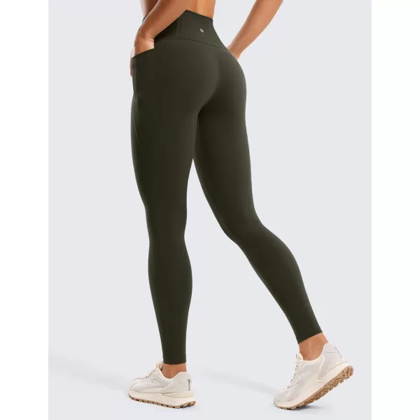 CRZ YOGA Womens Butterluxe Workout Leggings 28 Inches  High Waisted Gym Yoga Pants with Pockets Running Buttery SoftOlive Green