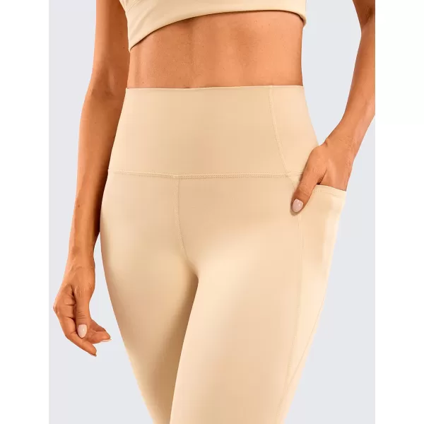 CRZ YOGA Womens Butterluxe Workout Leggings 28 Inches  High Waisted Gym Yoga Pants with Pockets Running Buttery SoftTan Milkshake