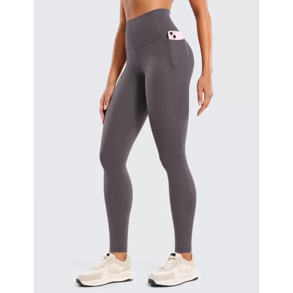 CRZ YOGA Womens Butterluxe Workout Leggings 28 Inches  High Waisted Gym Yoga Pants with Pockets Running Buttery SoftTornado Grey