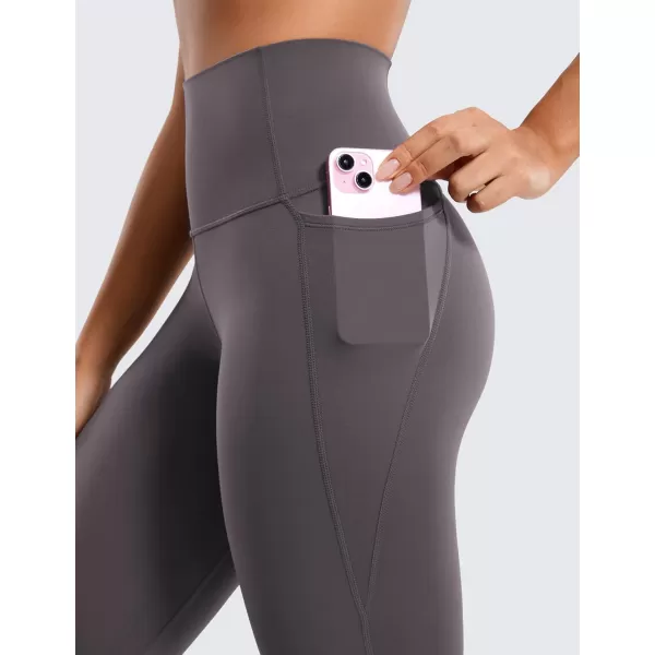 CRZ YOGA Womens Butterluxe Workout Leggings 28 Inches  High Waisted Gym Yoga Pants with Pockets Running Buttery SoftTornado Grey