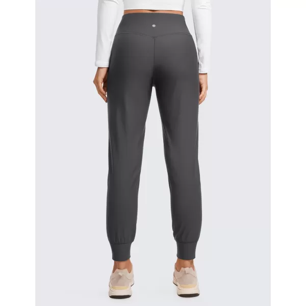 CRZ YOGA Womens Fleece Lined Workout Joggers with Pockets 275quot  Hiking Running Outdoor Pants Water Resistant Winter WarmInk Gray