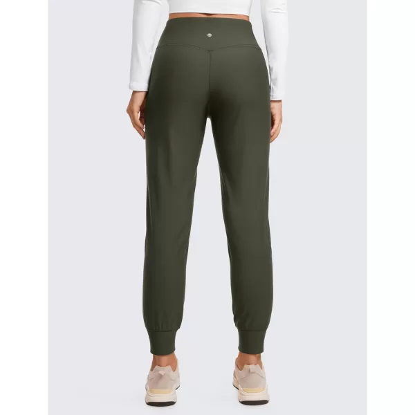 CRZ YOGA Womens Fleece Lined Workout Joggers with Pockets 275quot  Hiking Running Outdoor Pants Water Resistant Winter WarmOlive Green