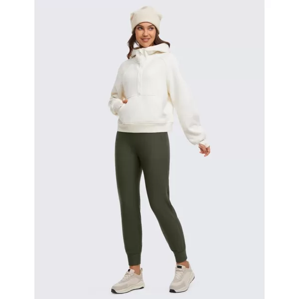 CRZ YOGA Womens Fleece Lined Workout Joggers with Pockets 275quot  Hiking Running Outdoor Pants Water Resistant Winter WarmOlive Green