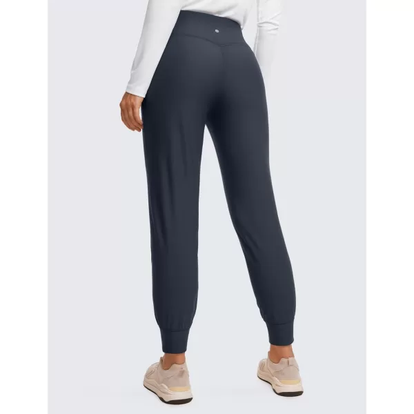 CRZ YOGA Womens Fleece Lined Workout Joggers with Pockets 275quot  Hiking Running Outdoor Pants Water Resistant Winter WarmTrue Navy
