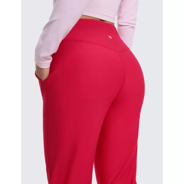 CRZ YOGA Womens Fleece Lined Workout Joggers with Pockets 275quot  Hiking Running Outdoor Pants Water Resistant Winter WarmViva Magenta