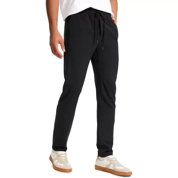 CRZ YOGA 4Way Stretch Athletic Pants for Men 30quot Workout Lounge Casual Work Jogger Pants with Zip PocketBlack