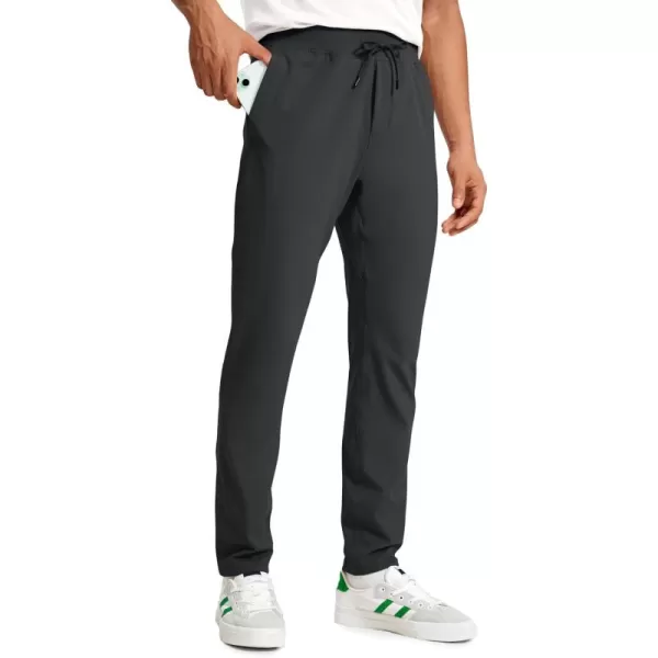 CRZ YOGA 4Way Stretch Athletic Pants for Men 30quot Workout Lounge Casual Work Jogger Pants with Zip PocketInk Gray