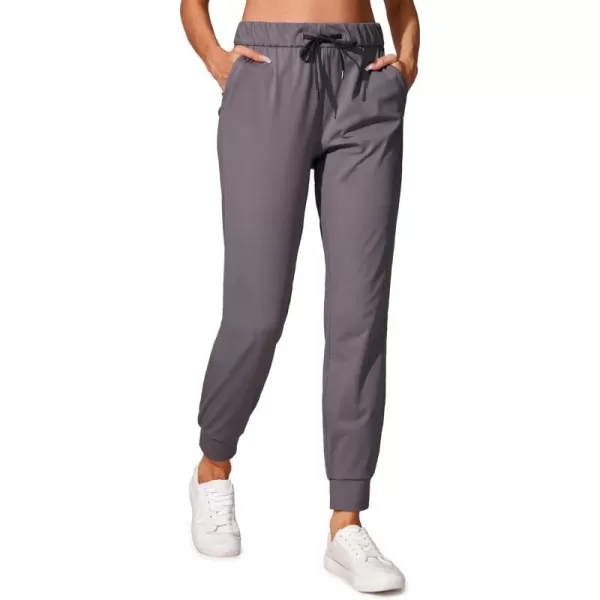 CRZ YOGA 4Way Stretch Workout Joggers for Women 28quot  Casual Travel Pants Lounge Athletic Joggers with PocketsTornado Grey