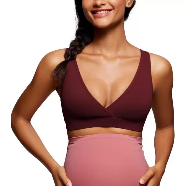 CRZ YOGA Butterluxe Maternity Nursing Bras for Women Crossover Wireless Sleep Breastfeeding Lounge Pregnancy Bra ComfortableRed Merlot