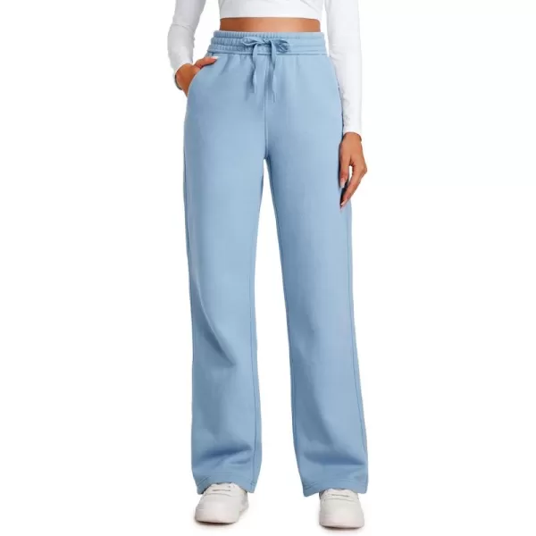 CRZ YOGA Cotton Fleece Lined Sweatpants Women 30quot Straight Leg Casual Lounge Sweat Pants for WomenCambric Blue