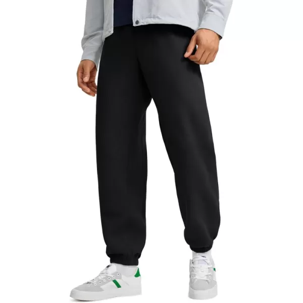 CRZ YOGA Cotton Fleece Sweatpants for Men 32quot Loosed Fit Lounge Casual Elastic Bottom Sweat Pants with Zipper PocketsBlack