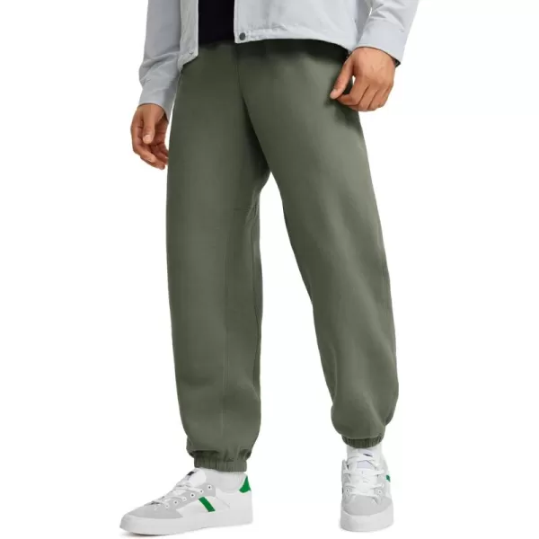 CRZ YOGA Cotton Fleece Sweatpants for Men 32quot Loosed Fit Lounge Casual Elastic Bottom Sweat Pants with Zipper PocketsLight Army Green